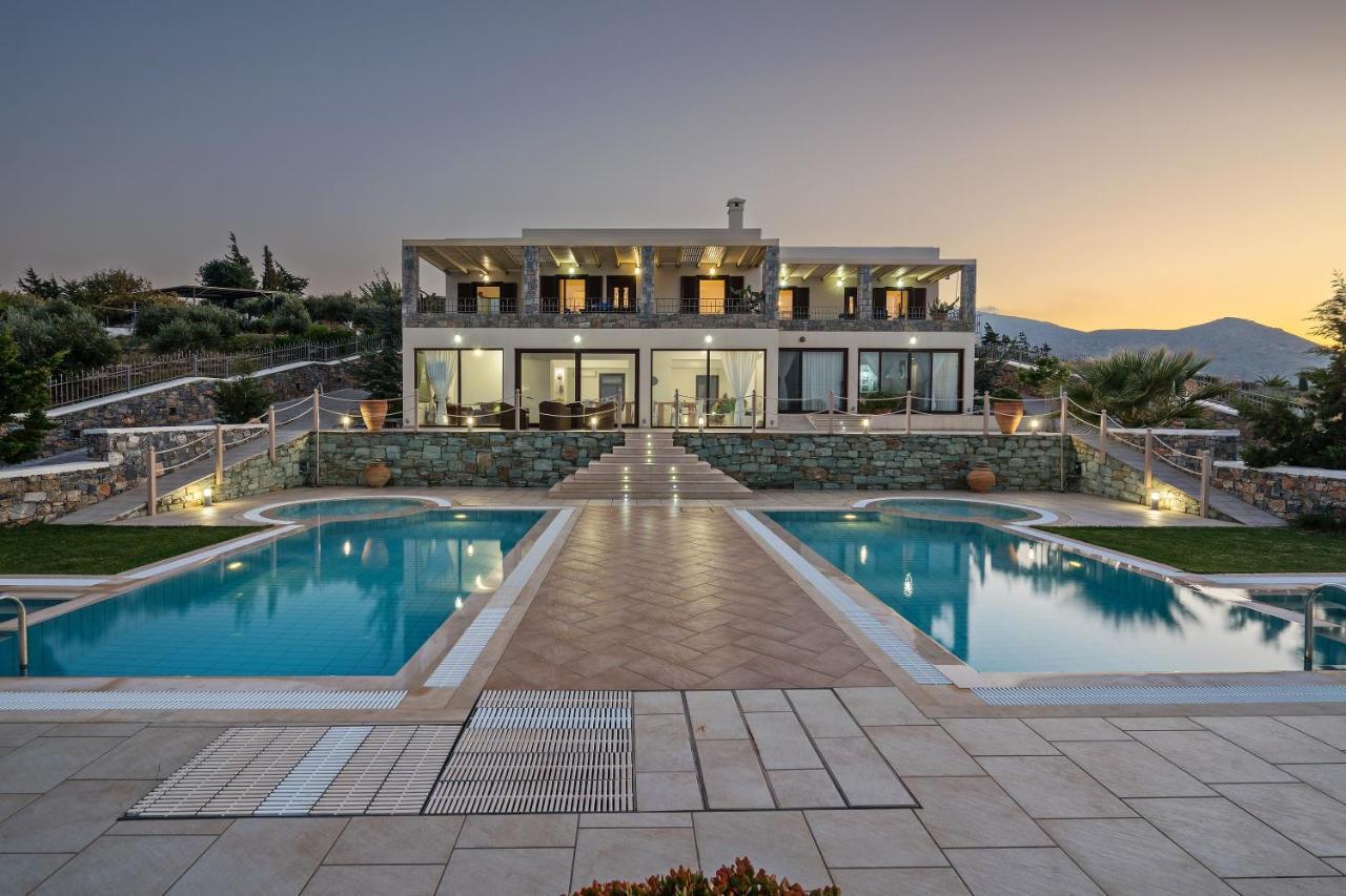 Sea Views At Villa Anemomylos With Heated Pool, Ping Pong And Tennis アギア・ペラギア エクステリア 写真